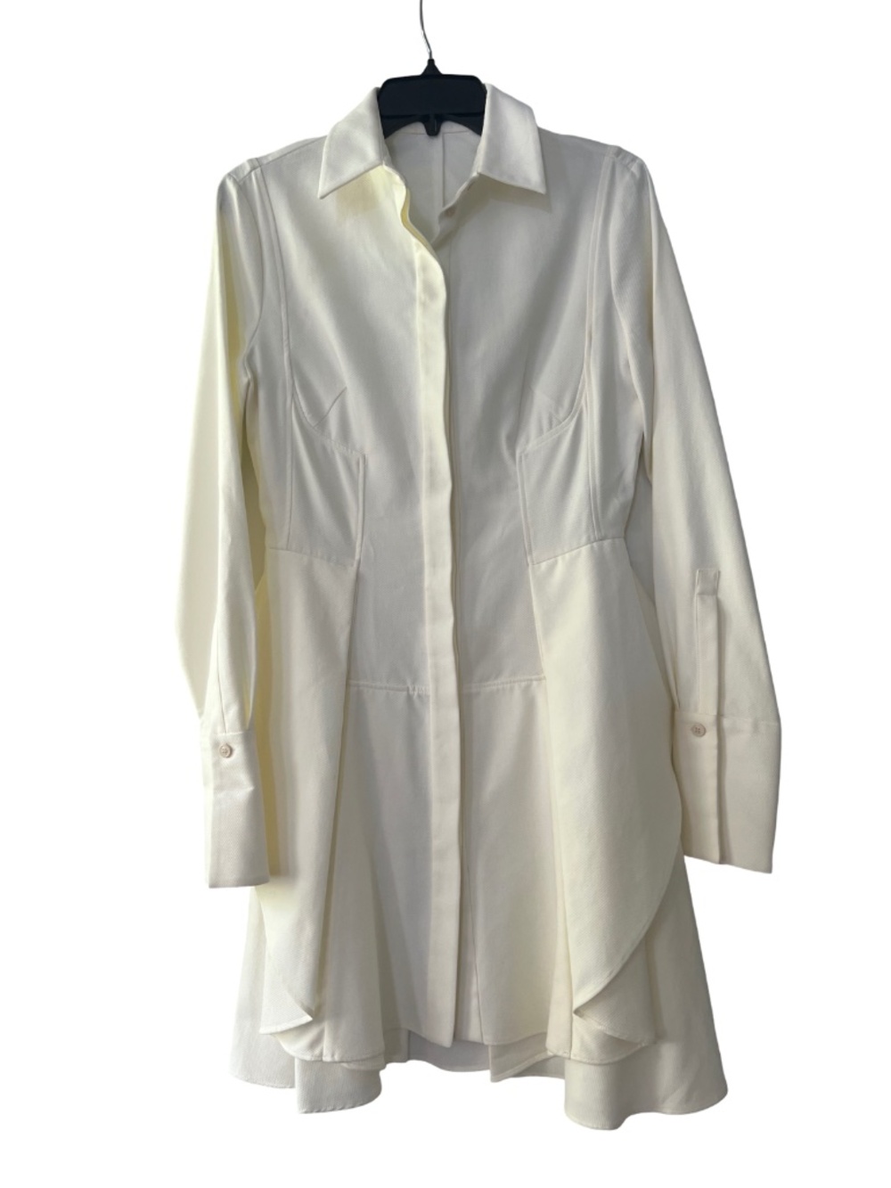 NEW Alexander McQueen Dress Knee Length Off White Ivory L/S 100% Cotton Size 42